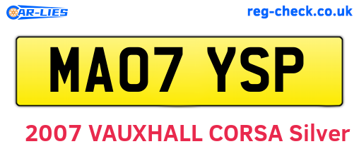 MA07YSP are the vehicle registration plates.