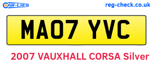 MA07YVC are the vehicle registration plates.