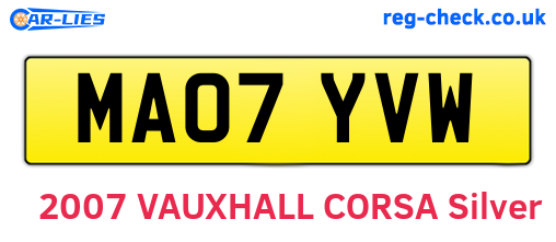MA07YVW are the vehicle registration plates.