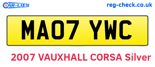 MA07YWC are the vehicle registration plates.