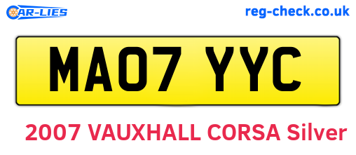 MA07YYC are the vehicle registration plates.