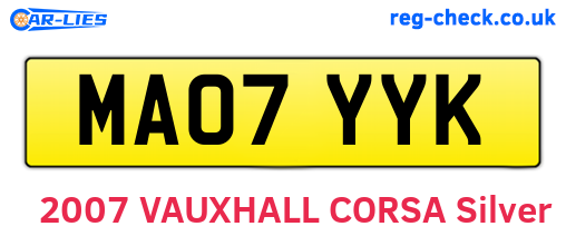 MA07YYK are the vehicle registration plates.