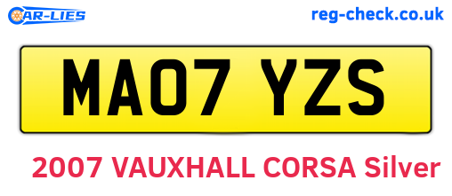 MA07YZS are the vehicle registration plates.
