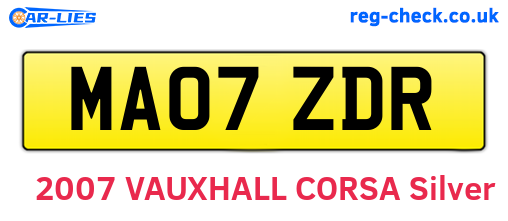 MA07ZDR are the vehicle registration plates.