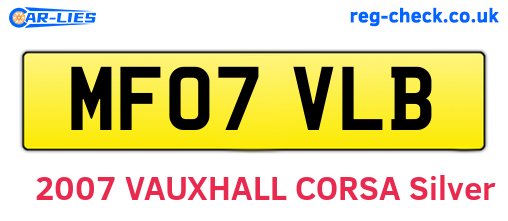 MF07VLB are the vehicle registration plates.