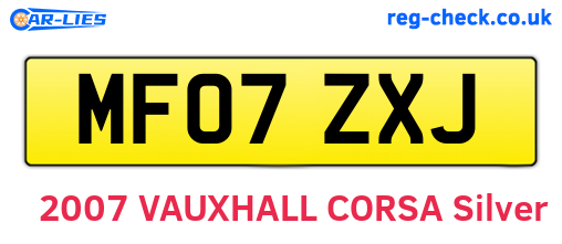 MF07ZXJ are the vehicle registration plates.