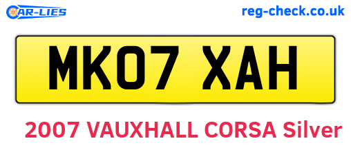 MK07XAH are the vehicle registration plates.
