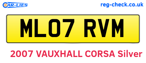 ML07RVM are the vehicle registration plates.