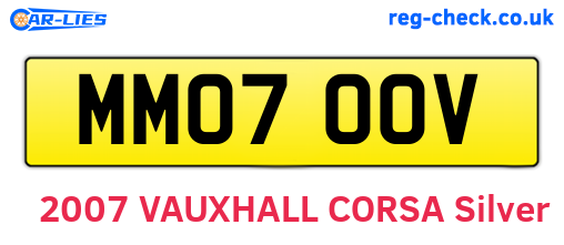 MM07OOV are the vehicle registration plates.