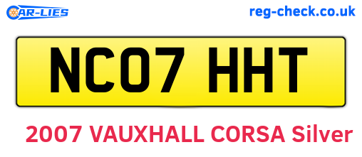 NC07HHT are the vehicle registration plates.