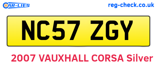 NC57ZGY are the vehicle registration plates.