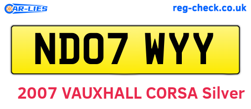 ND07WYY are the vehicle registration plates.