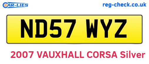 ND57WYZ are the vehicle registration plates.