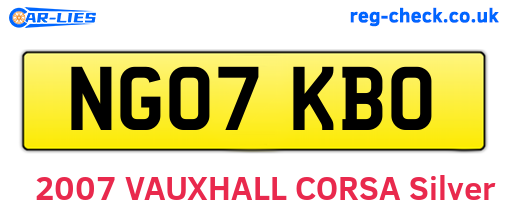 NG07KBO are the vehicle registration plates.
