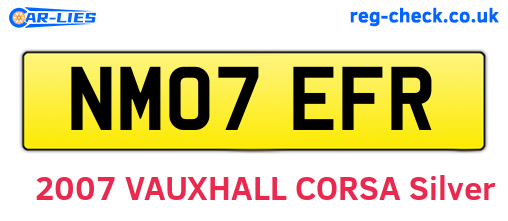 NM07EFR are the vehicle registration plates.
