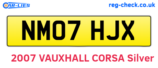 NM07HJX are the vehicle registration plates.