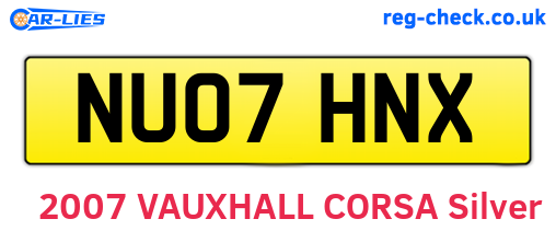 NU07HNX are the vehicle registration plates.