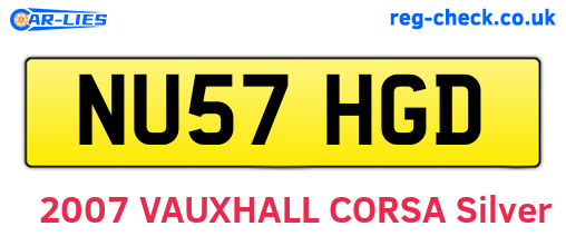 NU57HGD are the vehicle registration plates.