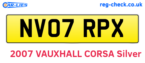 NV07RPX are the vehicle registration plates.
