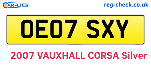 OE07SXY are the vehicle registration plates.