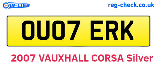 OU07ERK are the vehicle registration plates.