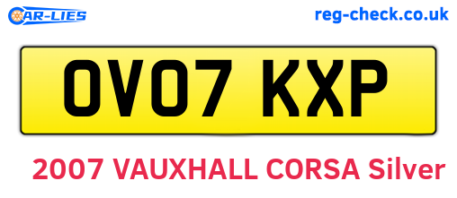 OV07KXP are the vehicle registration plates.