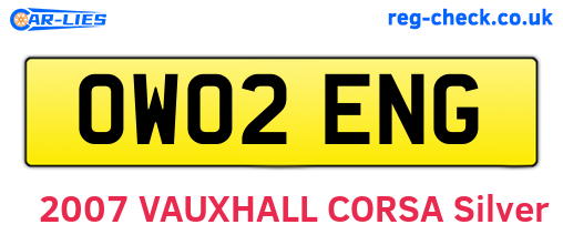 OW02ENG are the vehicle registration plates.