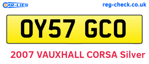 OY57GCO are the vehicle registration plates.
