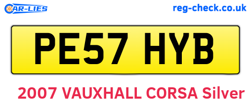 PE57HYB are the vehicle registration plates.