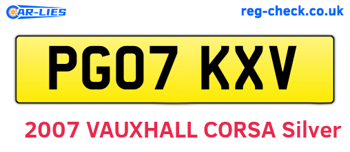 PG07KXV are the vehicle registration plates.