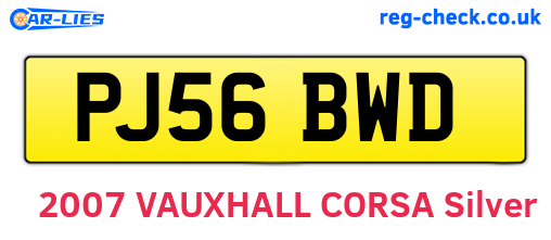 PJ56BWD are the vehicle registration plates.