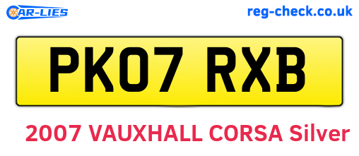 PK07RXB are the vehicle registration plates.