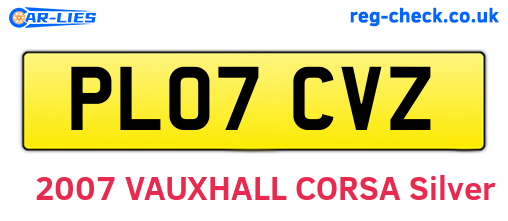 PL07CVZ are the vehicle registration plates.