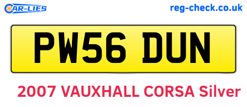 PW56DUN are the vehicle registration plates.