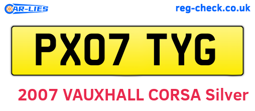 PX07TYG are the vehicle registration plates.