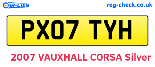 PX07TYH are the vehicle registration plates.