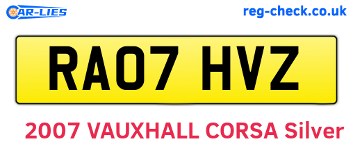 RA07HVZ are the vehicle registration plates.
