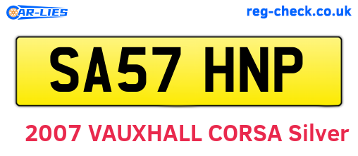 SA57HNP are the vehicle registration plates.