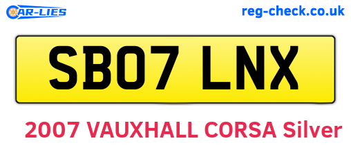 SB07LNX are the vehicle registration plates.