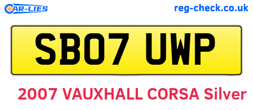 SB07UWP are the vehicle registration plates.