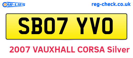 SB07YVO are the vehicle registration plates.