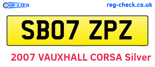 SB07ZPZ are the vehicle registration plates.