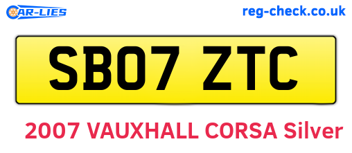 SB07ZTC are the vehicle registration plates.