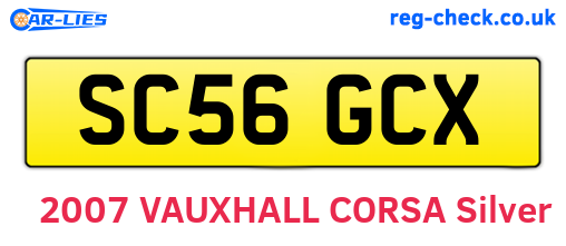 SC56GCX are the vehicle registration plates.