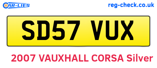 SD57VUX are the vehicle registration plates.