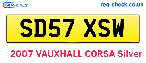 SD57XSW are the vehicle registration plates.