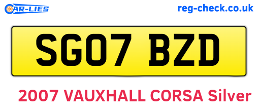 SG07BZD are the vehicle registration plates.