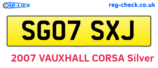 SG07SXJ are the vehicle registration plates.