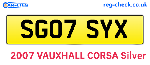 SG07SYX are the vehicle registration plates.