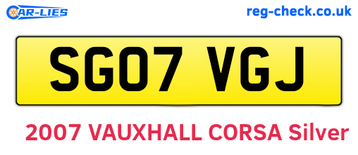 SG07VGJ are the vehicle registration plates.